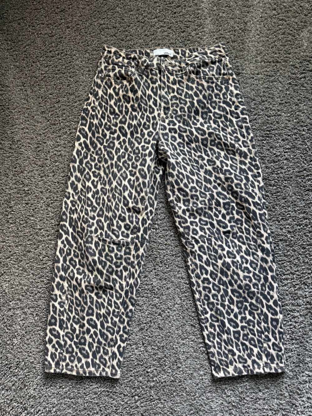 VERVET High Rise Leopard Print Barrel Jeans - Picture 6 of 8